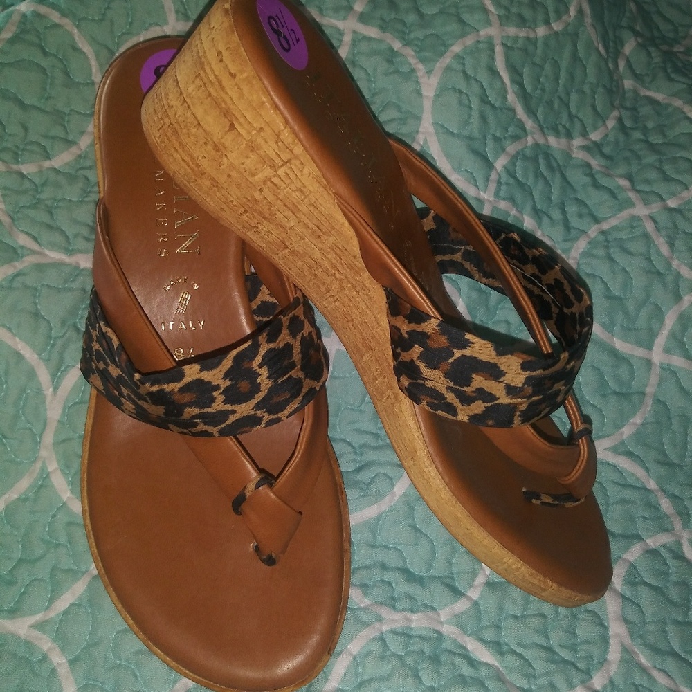 Leopard Print Leather Sandals
